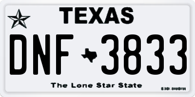 TX license plate DNF3833