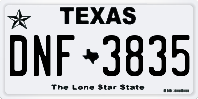 TX license plate DNF3835
