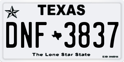 TX license plate DNF3837