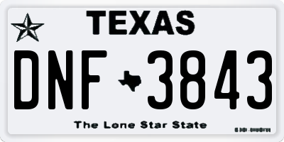 TX license plate DNF3843