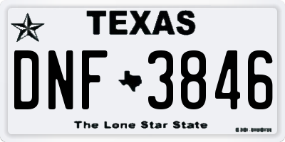 TX license plate DNF3846