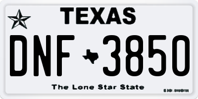 TX license plate DNF3850