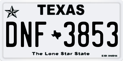 TX license plate DNF3853