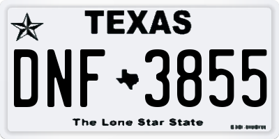 TX license plate DNF3855