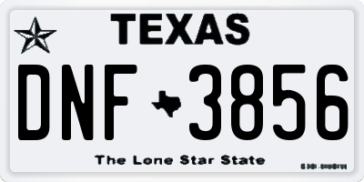 TX license plate DNF3856