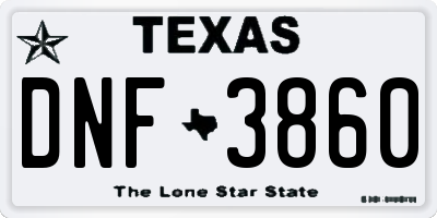 TX license plate DNF3860