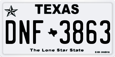 TX license plate DNF3863