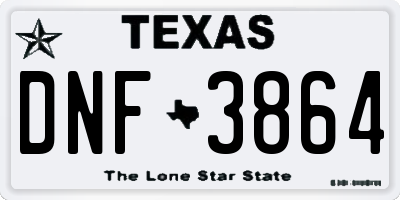 TX license plate DNF3864
