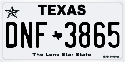 TX license plate DNF3865