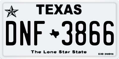 TX license plate DNF3866