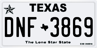 TX license plate DNF3869