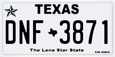 TX license plate DNF3871