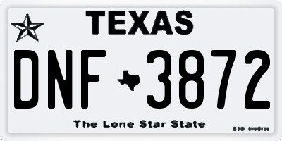 TX license plate DNF3872