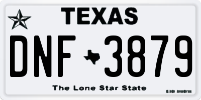 TX license plate DNF3879