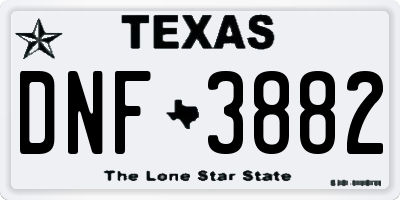 TX license plate DNF3882