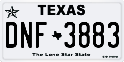 TX license plate DNF3883