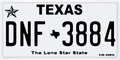 TX license plate DNF3884