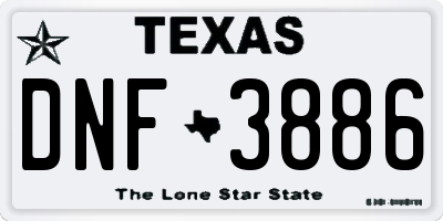 TX license plate DNF3886