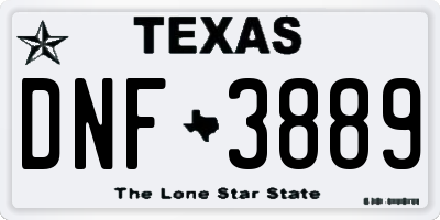 TX license plate DNF3889