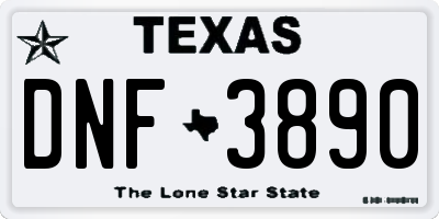 TX license plate DNF3890