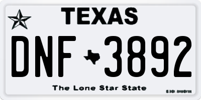 TX license plate DNF3892