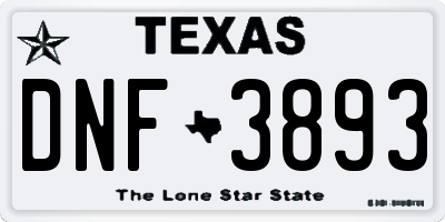 TX license plate DNF3893