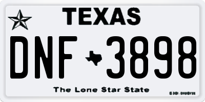 TX license plate DNF3898