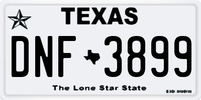 TX license plate DNF3899