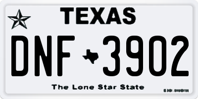 TX license plate DNF3902