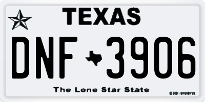 TX license plate DNF3906