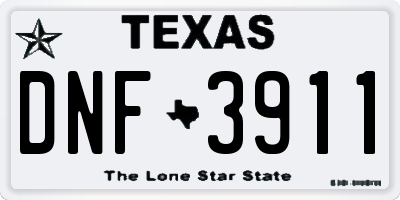 TX license plate DNF3911