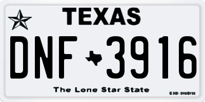 TX license plate DNF3916