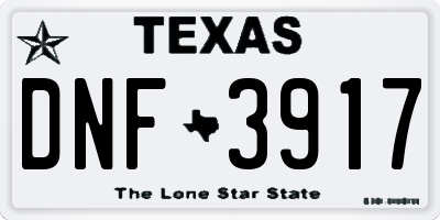 TX license plate DNF3917
