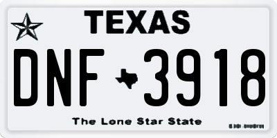 TX license plate DNF3918
