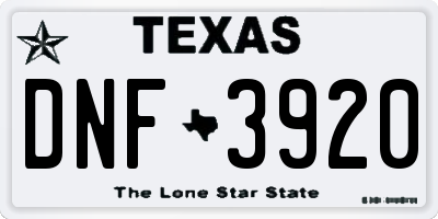 TX license plate DNF3920