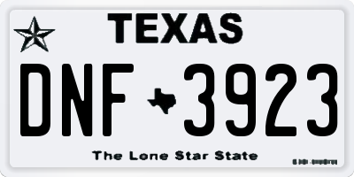 TX license plate DNF3923
