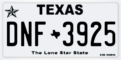 TX license plate DNF3925
