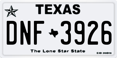 TX license plate DNF3926