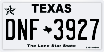 TX license plate DNF3927