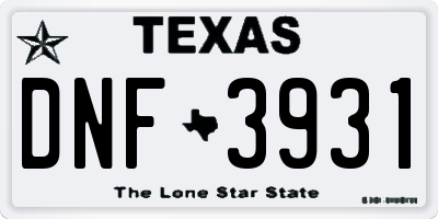 TX license plate DNF3931