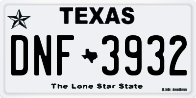 TX license plate DNF3932
