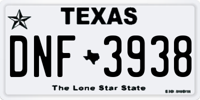 TX license plate DNF3938