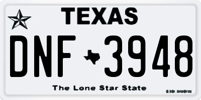 TX license plate DNF3948