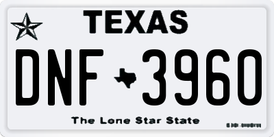 TX license plate DNF3960