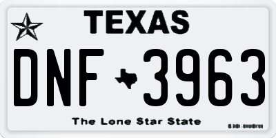TX license plate DNF3963