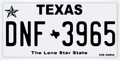 TX license plate DNF3965
