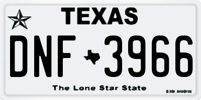 TX license plate DNF3966