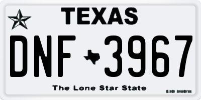 TX license plate DNF3967