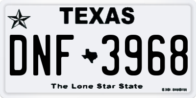 TX license plate DNF3968