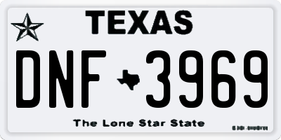 TX license plate DNF3969